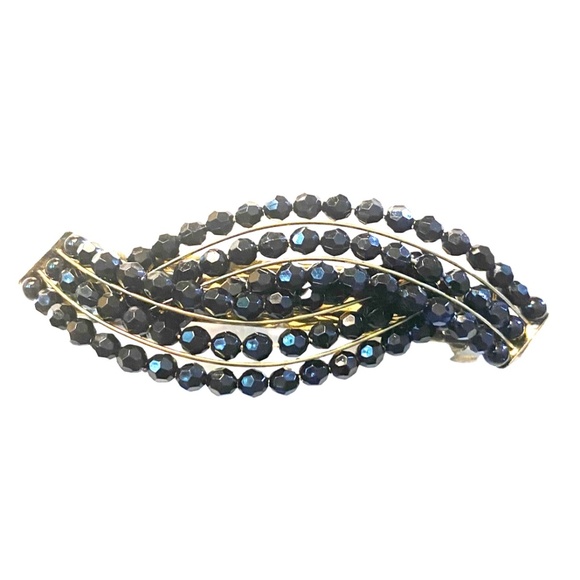 Vintage Style Beaded Black Barrette Duo - Picture 3 of 6